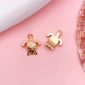 Rose gold turtle pendant charms with intricate shell texture for jewelry making - Sea Turtle (17691)