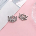 Pair of silver MOM heart charms with hollow scroll patterns for DIY jewelry making - Antique Silver Hollow Mom Letter Charm (10343)