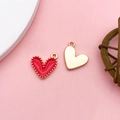 DIY heart charm pendant in red enamel with gold beaded edge for jewelry making - Red Heart Shape (14979)
