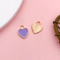 DIY heart pendants with light purple enamel and rose gold textured metal finish - Purple Heart Shape (16496)