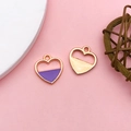 DIY purple heart alloy charm and hollow gold-plated pendant for jewelry making - Purple Hollow Heart (17546)