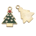 Christmas tree alloy charms with green enamel finish and gold back for DIY jewelry making - Enamel Green Christmas Tree (8863)