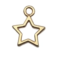 Golden openwork star charm pendant with polished finish and top ring for DIY jewelry - KC Gold Hollow Small Star (18241)