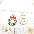 Green Christmas wreath pendant with red bow for DIY jewelry making accessories - Christmas Bell (9908)