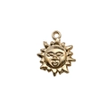 Gold plated alloy sun charm pendant with facial features for DIY jewelry making - KC Gold Humanoid Sun (18250)