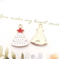 Christmas tree alloy enamel charm with red star and gold beads for DIY jewelry making - Christmas Tree (9909)