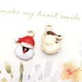Christmas Santa Claus enamel pendant charm with golden metal back for DIY jewelry - Enamel Santa Claus (8869)