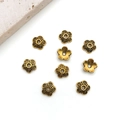 Antique gold hollow flower bead spacers with spiral texture for vintage DIY jewelry craft - Flower Shape 6x6mm (16601)