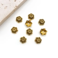Antique gold flower bead caps for DIY jewelry making with fine leaf texture detail - Flower Shape 7x7mm (16603)