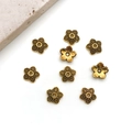 Antique gold alloy flower bead caps for DIY vintage jewelry making and hairpins - Flower Style 7x7mm (16604)