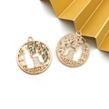 Hollow cat pendant charm with enamel oil painting and golden finish for DIY jewelry - Gold Back View White Cat (16701)