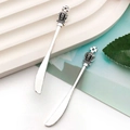 Miniature vintage silver crown pendant set with detailed long handle alloy charms - Antique Silver Vintage Alloy Crown Dinner Knife (18824)