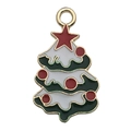Christmas tree alloy enamel charm with green foliage and red star for DIY jewelry - Gold Enamel Christmas Tree (14184)