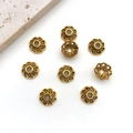 Calottes fleurs évidées en alliage d'or antique pour bijoux et épingles à cheveux - Style Fleur 9x9mm (16609)