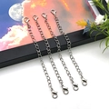 Detail of four 10cm silver iron extension chains with lobster clasps for DIY jewelry - Double Lobster Clasp Antique Silver Extender Chain (18857)