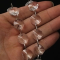 Cuentas de cristal facetadas octagonales con anillos de metal plateado en la mano - 14mm (1 Metro/Tira)