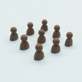 Dettaglio di 10 pedine in plastica marrone per giochi da tavolo in griglia ordinata - Pezzo Pupazzo di Neve 24*16*12mm / Marrone Scuro