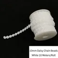 Rollo de cadena de perlas de girasol blanco 10mm para joyería DIY 10m largo - Hilo de Perlas Artificiales de Girasol Blanco de 10mm (10m/Rollo) / Blanco