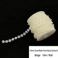 10mm beige snowflake pearl bead string on roll for DIY wedding ceremony decoration - 10mm Beige Snowflake Pearl Bead Chain (10m) / Beige