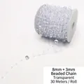Cuentas de acrílico transparente de 8+3mm con hilo de pescar para DIY, rollo de 30m - Hilo de perlas artificiales de 8+3mm / 30 Metros/Rollo / Transparente