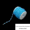 Cadena de cuentas azul irisado de 8mm y 4mm en rollo de 10m para boda y bricolaje - Cadena de Perlas Azul Iridiscente 8+4mm (10m) / Azul Fantasía