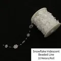 Rollo de cadena de perlas copo de nieve irisadas para accesorios de pelo DIY 10m - Cadena de Perlas en Forma de Copo de Nieve (10m/Rollo) / Blanco AB