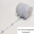 Cadena de cuentas transparentes de 10m con cuentas acrílicas de 12mm 7mm y 4mm - Cadena de Perlas Mixtas de 12+7+4mm (10m/Rollo) / Transparente