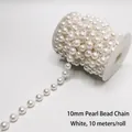 Rollo de perlas acrílicas blancas de 10mm para decoración de bodas, hilo de 10 metros - Hilo de Perlas Artificiales de 10mm (10m/Rollo) / Blanco