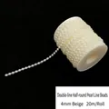 Cadena de perlas semiredondas beige 4mm en línea doble para manualidades DIY rollo 20m - Cadena de Perlas Artificiales Media Luna 4mm Una Fila / 20m/Rollo / Beige