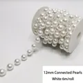Cadena de perlas acrílicas blancas de 12mm en rollo de 6m para cortinas y fiestas - Hilo de Perlas Artificiales de 12mm (6m/Rollo) / Blanco