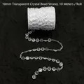 Cadena de cuentas de cristal de 10mm rollo de 10 metros para decorar bodas - Cadena de cuentas transparente 10mm (10m/Rollo) / Transparente