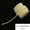 Cadena de perlas acrílicas crema 8mm 8 metros por rollo para boda y manualidades - Tira de Cuentas 8mm Beige / 8m/Rollo