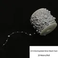 Cadena de cuentas plateadas 10+5mm para decoración de bodas, rollo de 20 metros - Cadena de cuentas plateadas galvanizadas 10+5mm (20m/Rollo) / Plateado