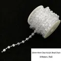 Rollo de 8m de cuentas de acrílico transparente de 10mm y 4mm para decoración DIY - Hilo de Perlas Redondas 10+4mm (8m/Rollo) / Transparente