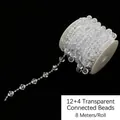 Cadena de cuentas acrílicas transparentes de 12mm/4mm en rollo de 8m para manualidades - Cadena de cuentas transparente 12+4mm (8m/Rollo) / Transparente