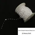 Rollo de cuentas de corazón en acrílico irisado en sedal para decoraciones de bodas - Hilo de Perlas de Corazón Iridiscente (20m/Rollo) / Blanco AB