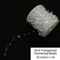 Rollo de 20m de cuentas acrílicas transparentes con tamaños alternos de 10mm y 5mm - Hilo de Perlas Redondas 10+5mm (20m/Rollo) / Transparente
