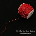 Cadena de cuentas rojas 10+5mm en carrete de 20m para decoración de bodas DIY - Hilo de Perlas Rojas 10+5mm (20m/Rollo) / Rojo