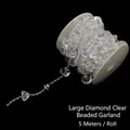 Rollo de 5m de cadena de cuentas de diamante transparente para tocados de novia - Cadena de Perlas en Forma de Diamante Grande (5m/Rollo) / Transparente