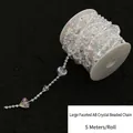 Cadena de cuentas acrílicas iridiscentes corte diamante 5m para decorar bodas - Diamante Grande / 5m/Rollo / Blanco AB