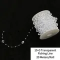 Rollo de 20m cadena de cuentas acrílicas 10+3mm con hilo de pescar para decoración DIY - Hilo de Perlas Redondas 10+3mm (20m/Rollo) / Transparente