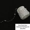 Rollo de 20m de hilo iridiscente de doble línea con cuentas de estrella y perlas - Estrella de cinco puntas / 20m/Rollo / Blanco AB