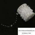 Rollo de cadena de perlas de cristal irisado 10mm y 3mm para decoración de manualidades - Estilo 10+3 / 20m/Rollo / Blanco AB