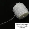 Cadena de cuentas transparentes de 8mm y 4mm para flores DIY y envoltorios de regalo - Tira de Cuentas Mixtas Transparentes 8+4mm / 10m/Rollo