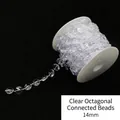 Guirnalda de cuentas octogonales de 14mm para bodas, rollo de 10m en carrete blanco - Tira de Cuentas Octogonales Transparentes 14mm / 10m/Rollo