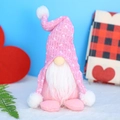 Gnomo rosa di San Valentino con barba bianca e cappello a maglia a pois decorativo - Barba Bianca Rudolph Rosa / Rosa