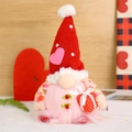 Lighted Valentine gnome with red knit hat and heart holding a gift box ornament - Pointed Hat Male Style