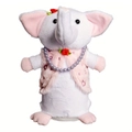 Pink plush elephant toy with purple pearl necklace and heart pattern vest on white base - Pink / 30cm