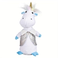 Plush unicorn doll in silver glitter vest with gold horn and soft white faux fur detail - Blue Vest Style (With Light) / Blue