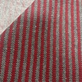 Close-up of red and grey striped knit fabric showing detailed wool-like woven texture - Red and Dark Gray